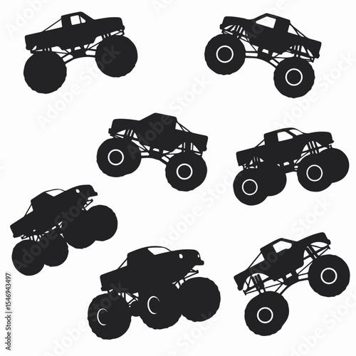 Monster truck silhouettes automotive off roading