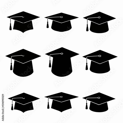 Graduation caps symbol for academic achievements and success