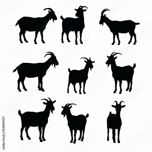 Goat silhouettes animal farm livestock herd