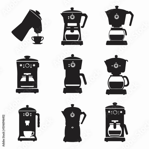 Coffee machine icons appliances brew drink