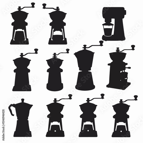 Coffee grinders and maker silhouette collection