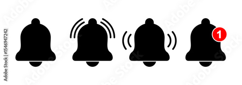 Bell icon logo design. Notification sign and symbol for web site design