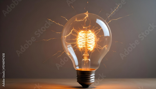 Cracked light bulb emitting electric sparks.