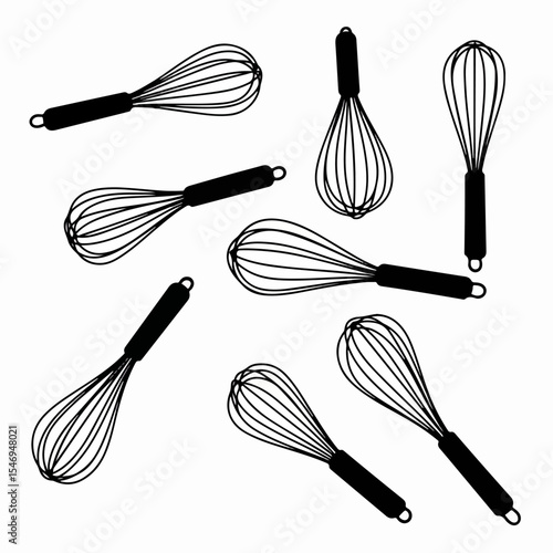 Black and white whisks for cooking pattern