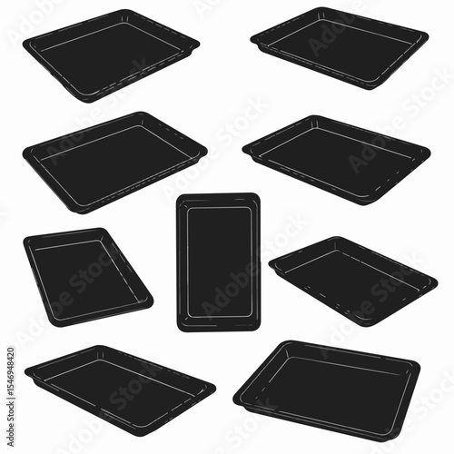 Baking tray collection for oven cooking dishes