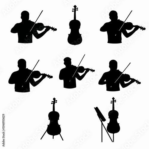 Violinists musician violin musical instrument orchestra silhouette