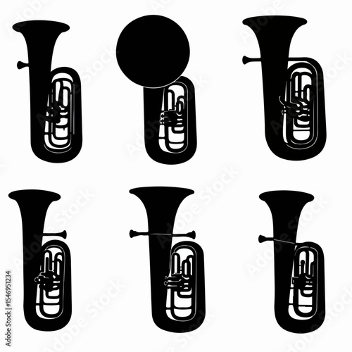 Tuba musical instrument brass silhouette wind group
