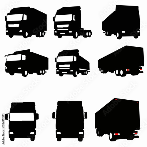 Truck silhouettes cargo delivery transportation