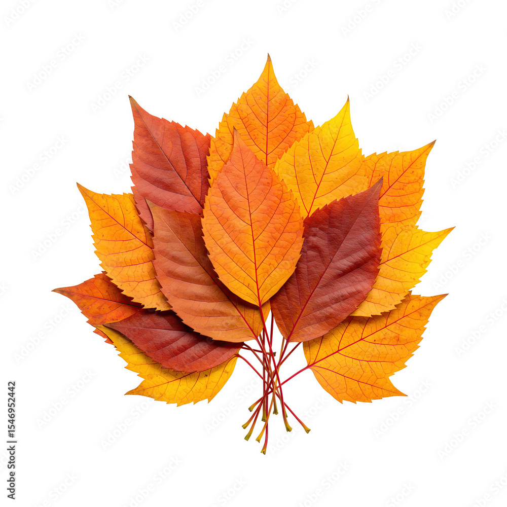 Naklejka premium Cluster of vibrant autumn leaves in red, yellow, and orange shades