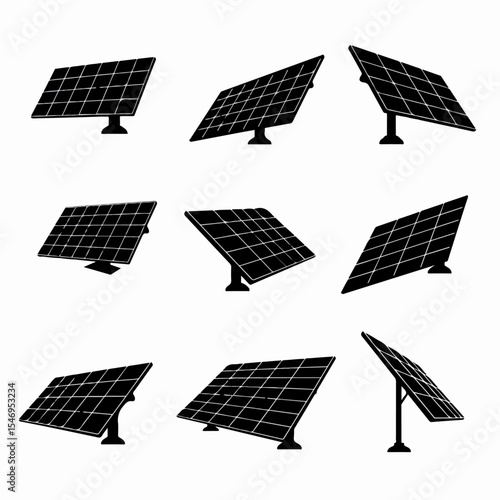Solar panel silhouettes for energy production concept