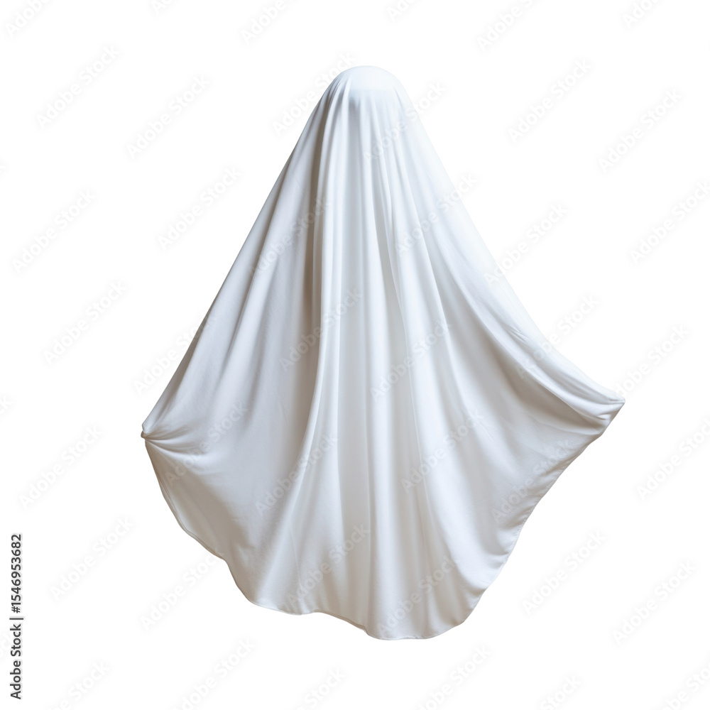 Mysterious White Fabric Floating in Air on Isolated Background Mysterious White Fabric Floating in Air on Isolated Background