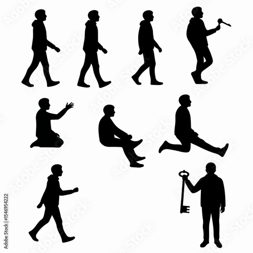 Silhouettes of people in various poses