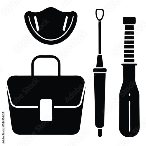 dental hygienist element isolated ppe kit on white background