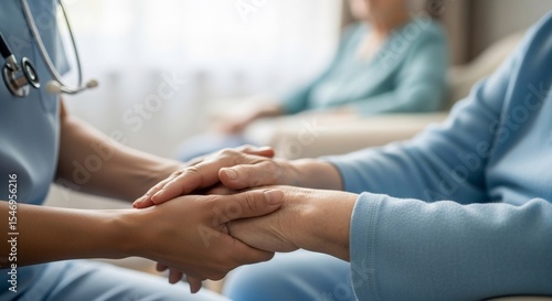 Compassionate care: Nurse providing support to senior patient with empathy