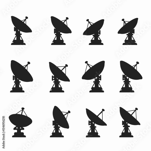 Satellite dish icons antenna communication broadcast