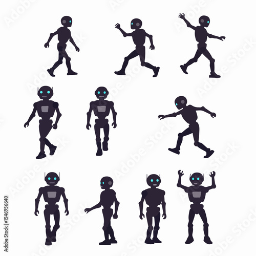 Robots silhouette character set