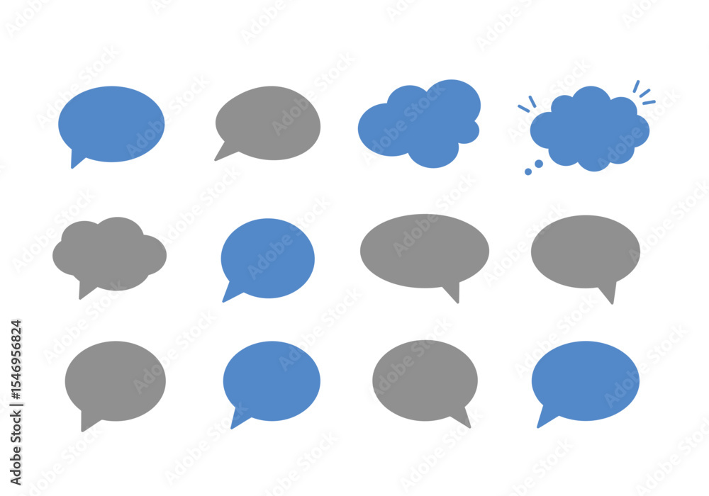 Graphic of blue and gray speech bubbles arranged in a grid pattern on a white background Graphic of blue and gray speech bubbles arranged in a grid pattern on a white background