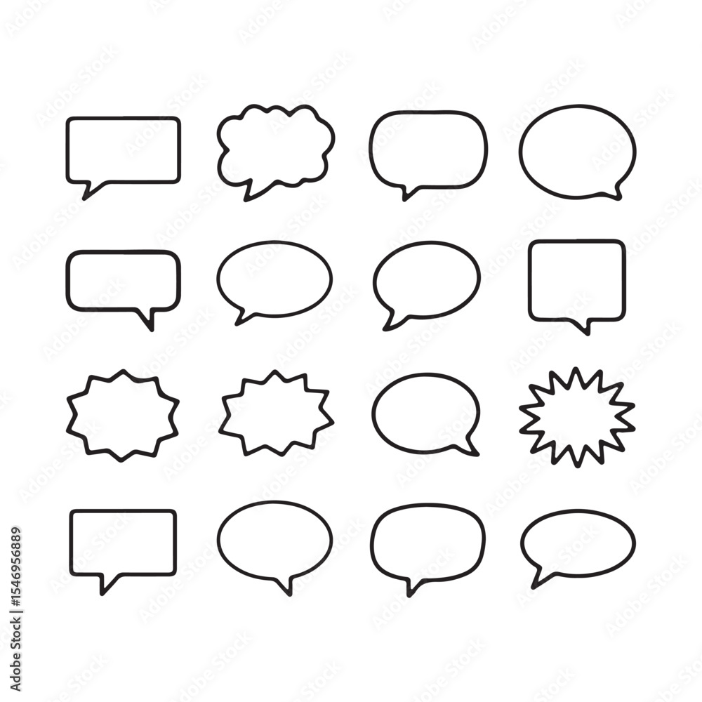 Obraz premium A vector set of comic speech bubbles for chat and dialog illustration