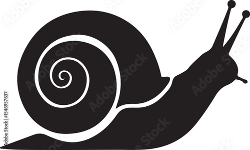 Black Silhouette Of A Snail