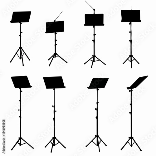 Music stands silhouettes performance stage