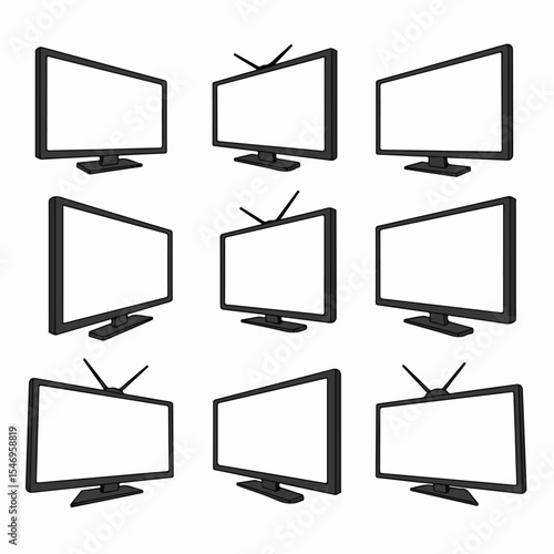 Multiple perspective views of television set artwork