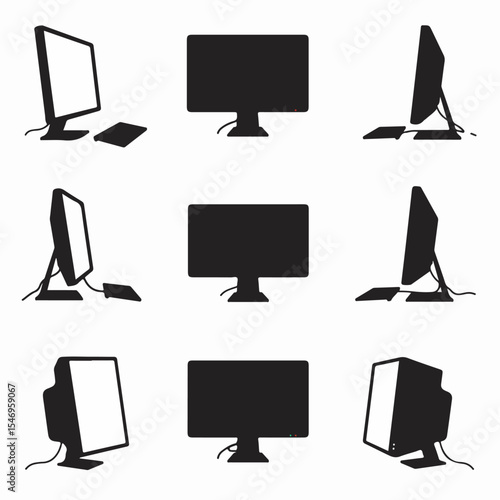 Monitor silhouettes showing different display styles and angles