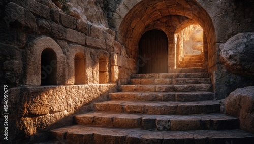 Ancient Stone Architecture Ruin Steps Archway Entrance