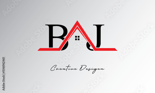BJ Letter House Logo – Creative Real Estate Monogram Design with Roof Shape & Home Symbol for Architecture, Property & Modern Branding Identity