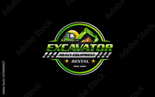 Illustration vector graphic of heavy equipment, excavator construction, logo design template
