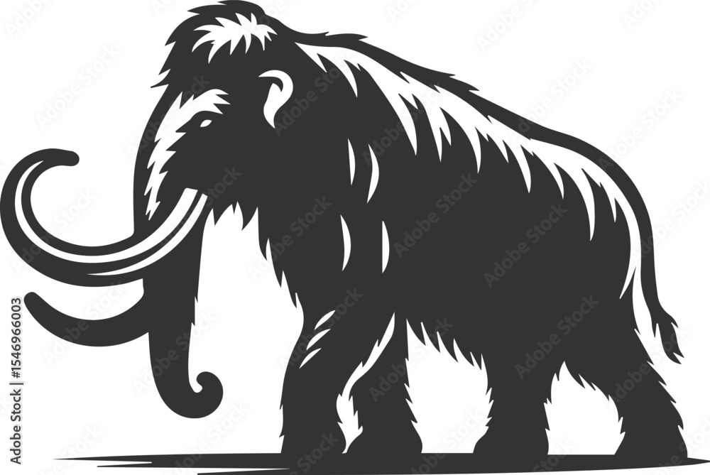 Fototapeta premium Big forest animal mammoth vector silhouette black drawing