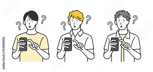 イラスト素材：スマホを操作している男性