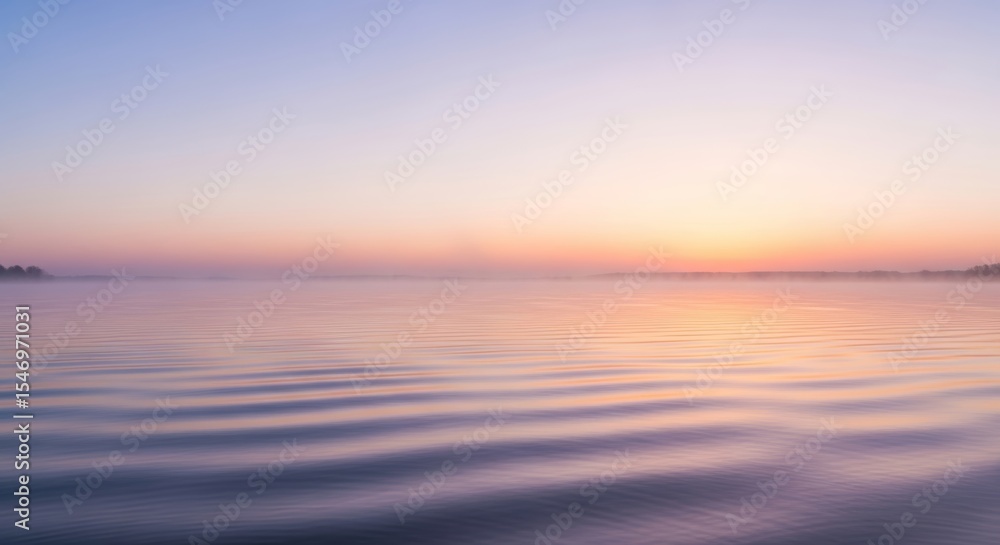 Obraz premium Serene Sunrise over Calm Waters A Peaceful Dawn Landscape