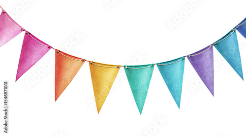 colorful ribbons isolated on transparant background. party flag decoration. birthday flag decoration alfa chanel