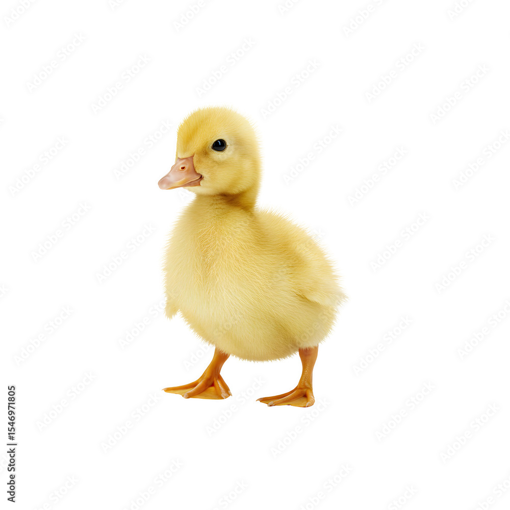 Fluffy yellow duckling standing upright facing slightly left Fluffy yellow duckling standing upright facing slightly left