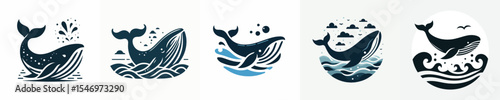 vector silhouette of whale