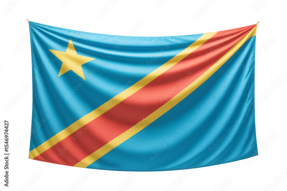 Naklejka premium Majestic Waving National Flag of Democratic Republic of Congo A Symbol of Unity and Patriotism