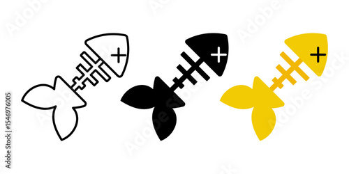 fish bone icon set. modern design isolated on white background