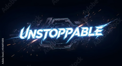 Unstoppable Glowing Text Design Tech Background Image