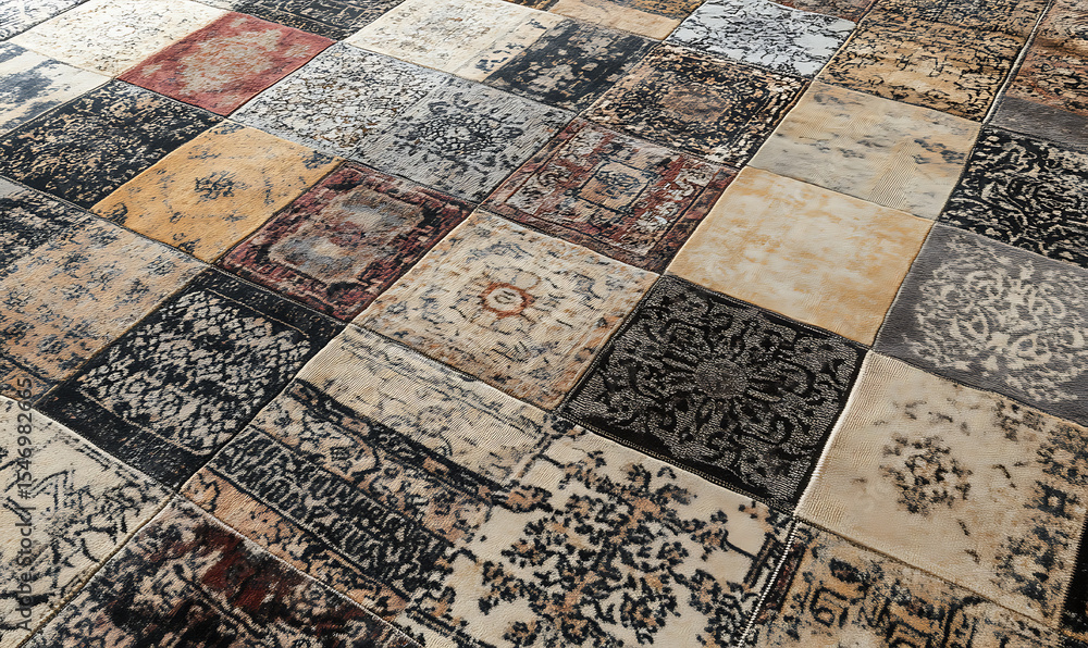 Seamless floral tile patterns combining cultural, modern