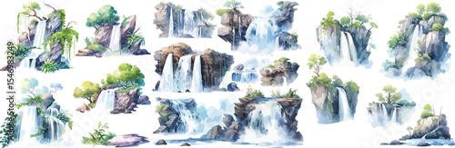 waterfall watercolor clipart | waterfall clipart for graphic resources