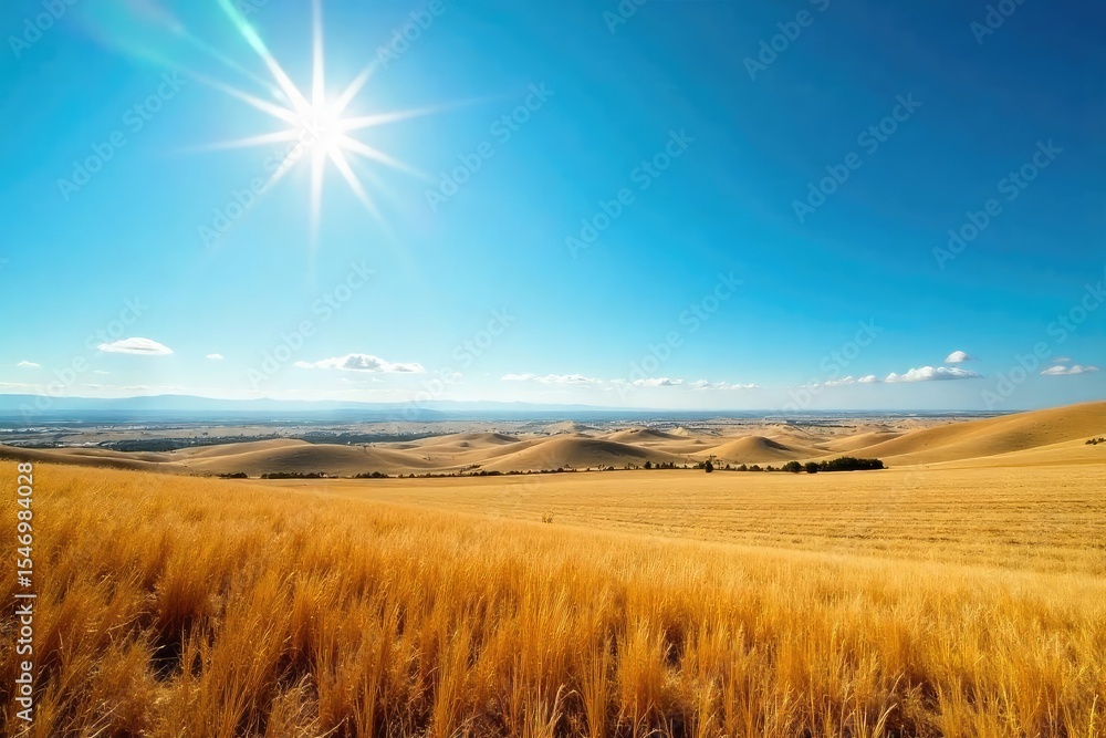 Vast Spanish landscape stretching to the horizon, sun-drenched fields meeting a clear blue sky Perfect for travel, nature, and tourism projects Evokes a sense of peace and serenity , field, sunlight Vast Spanish landscape stretching to the horizon, sun-drenched fields meeting a clear blue sky Perfect for travel, nature, and tourism projects Evokes a sense of peace and serenity , field, sunlight