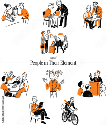 Illustration Set of People in Their Element at Work and in Life