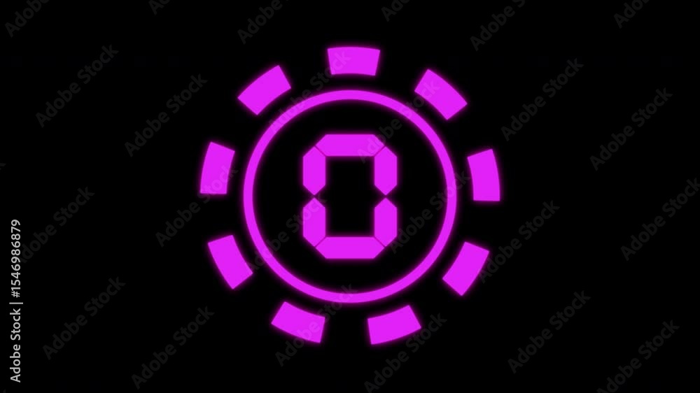 5 second countdown neon animation with pink glowing number and circles show on black background. 4k video 5 second countdown neon animation with pink glowing number and circles show on black background. 4k video