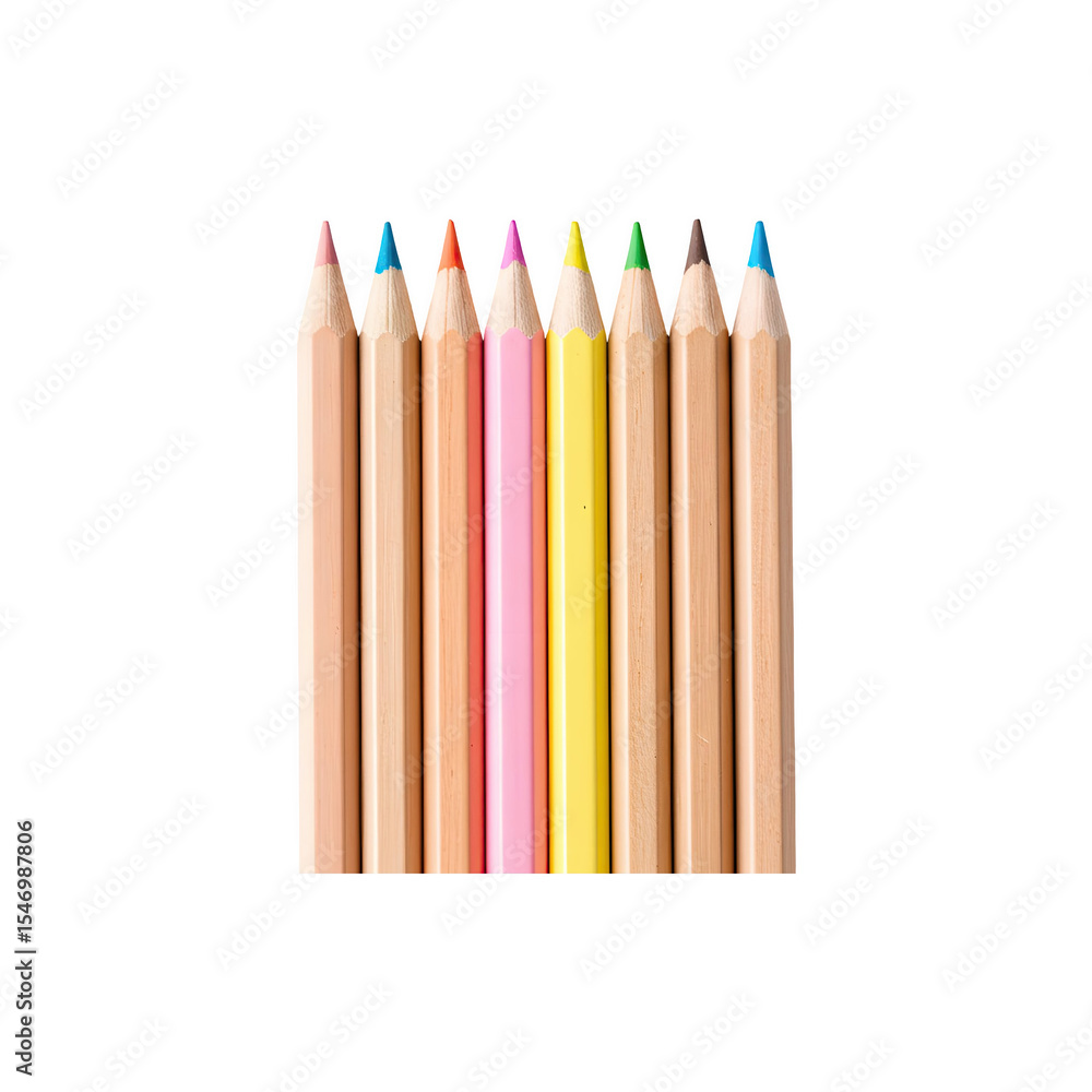 Obraz premium Set of colorful pencils arranged neatly, perfect for sketching, drawing, and coloring
