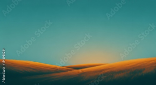 Abstract landscape with rolling hills and a turquoise sky above