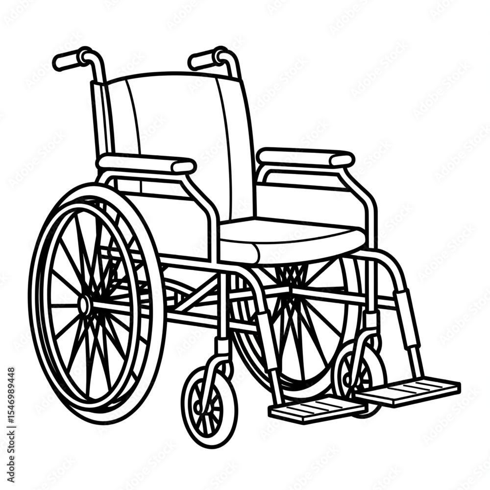 Fototapeta premium wheelchair illustration vector style colouring page