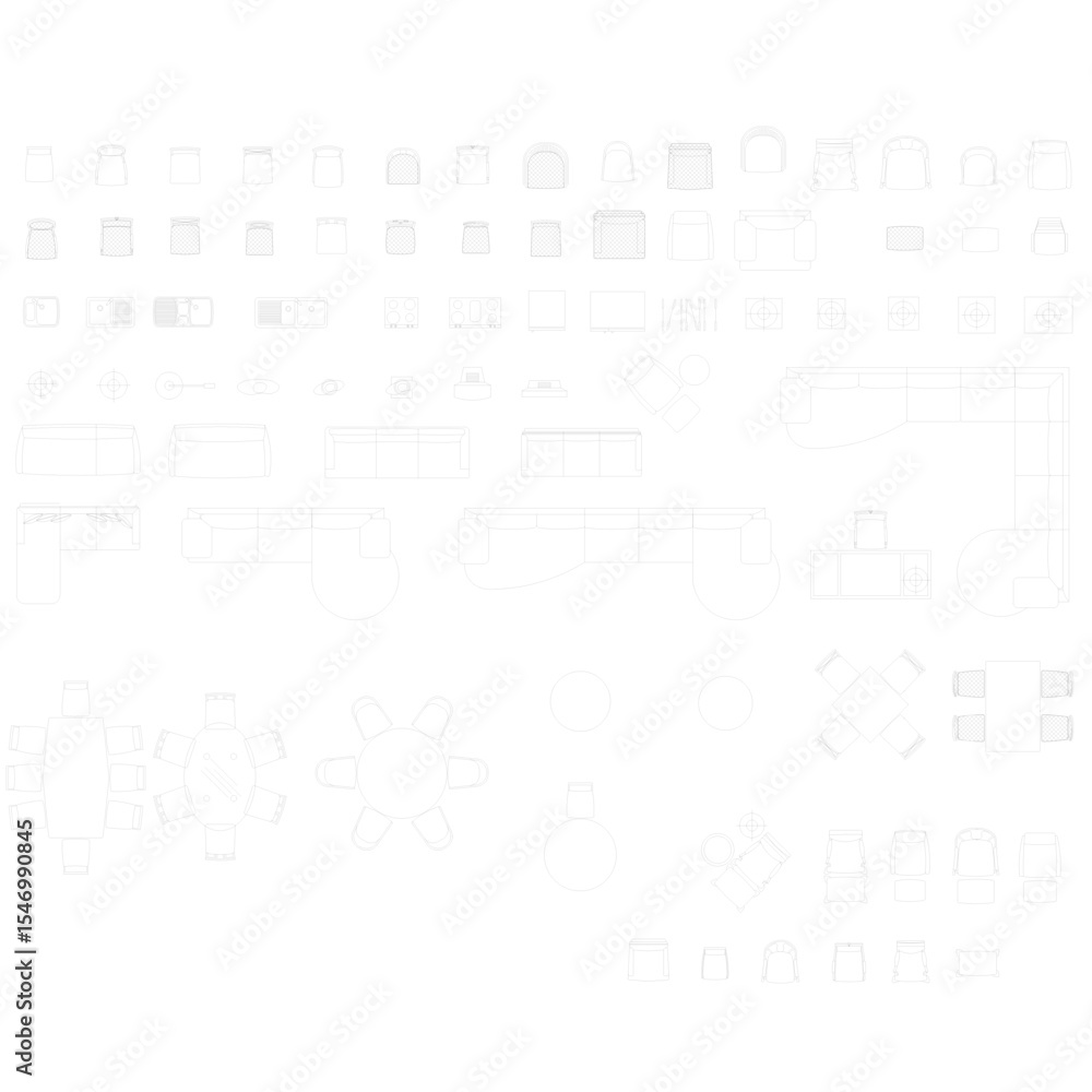 CAD Blocks - Mobiliario (Furniture) Plan View Sofa, head table, dining table, door, window, vector format window CAD Blocks - Mobiliario (Furniture) Plan View Sofa, head table, dining table, door, window, vector format window