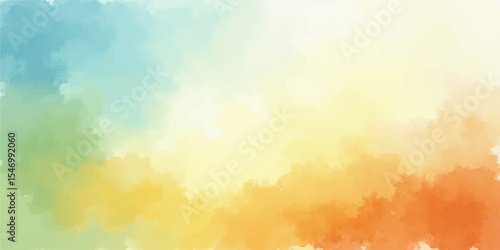 Bright watercolour wash with soft yellow and blue, evoking a sunny summer sky with ethereal clouds and a hint of bokeh