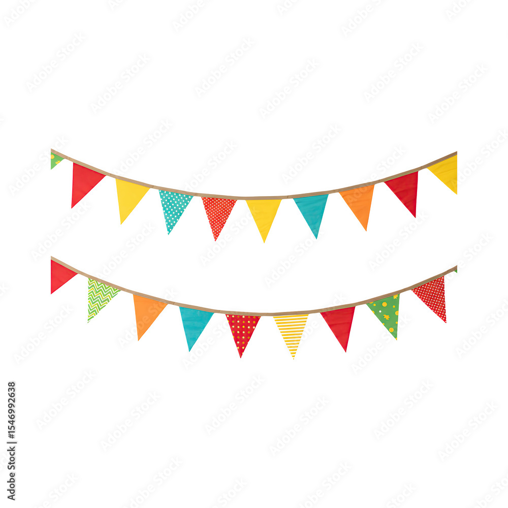 Colorful triangular party banners adding festivity to any event. Colorful triangular party banners adding festivity to any event.