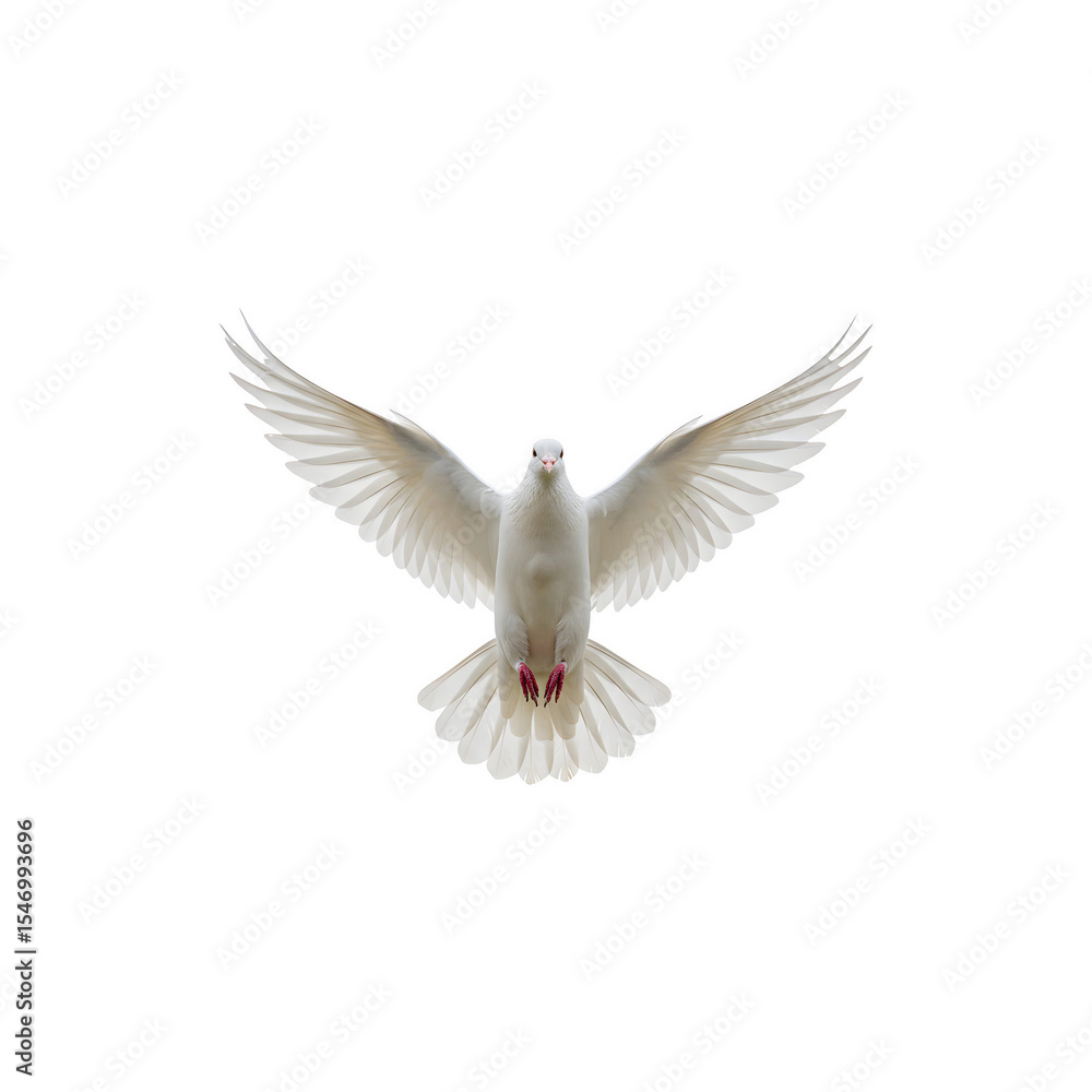 Fototapeta premium White dove flying with open wings for peace, spirituality, freedom, and hope concept illustrations